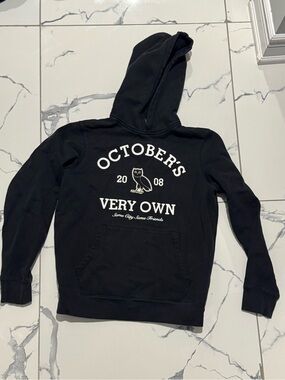 OVO Black Hoodie with White Front Print